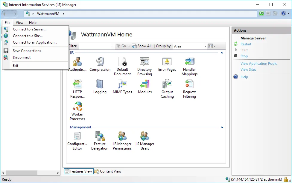 IIS Manager Installation